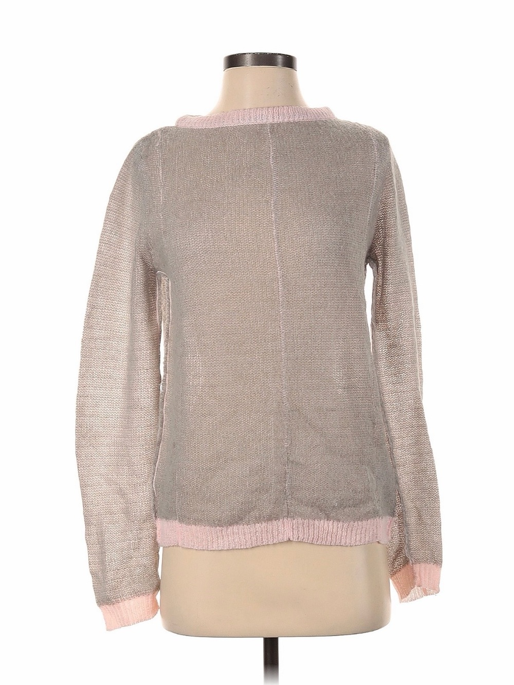 Zara Light Pink Trim Gray Knit Women's Sweater